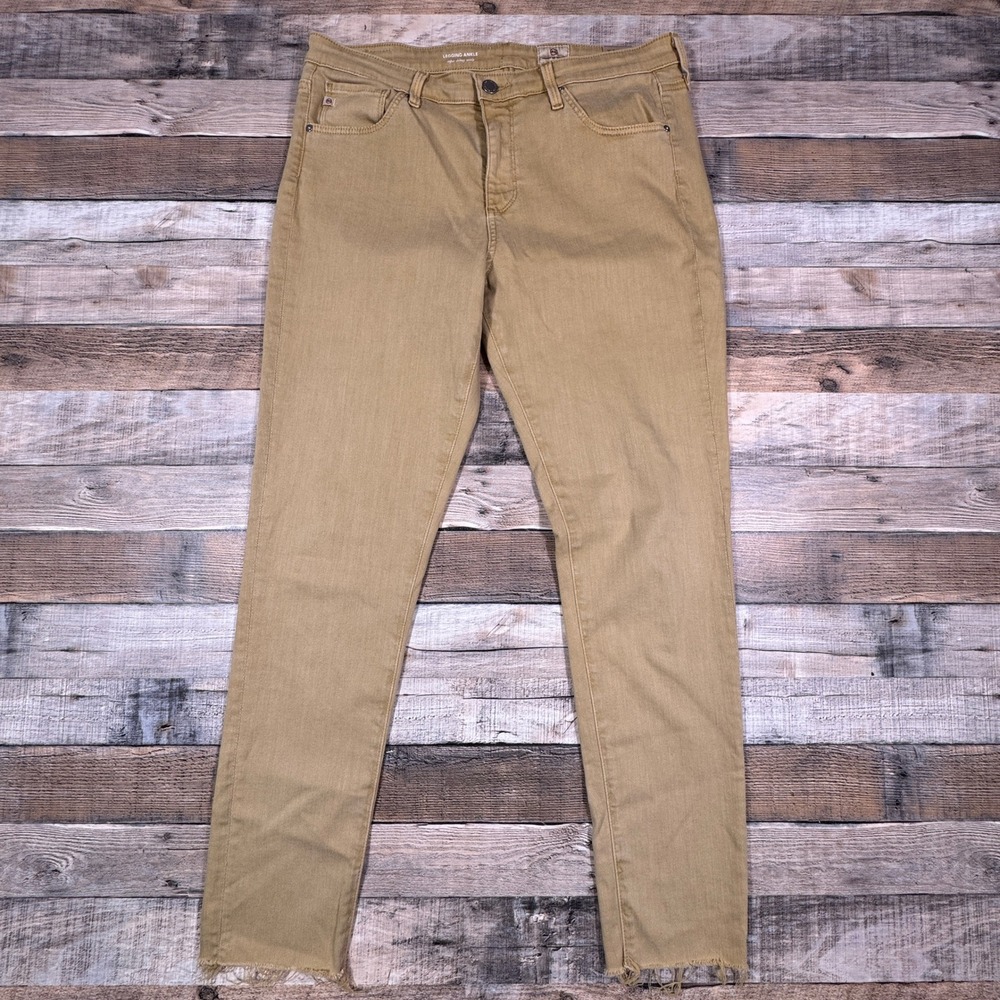 AG Adriano Goldschmied Women Legging‎ Ankle Super Skinny Jeans 31R Khaki Raw Hem